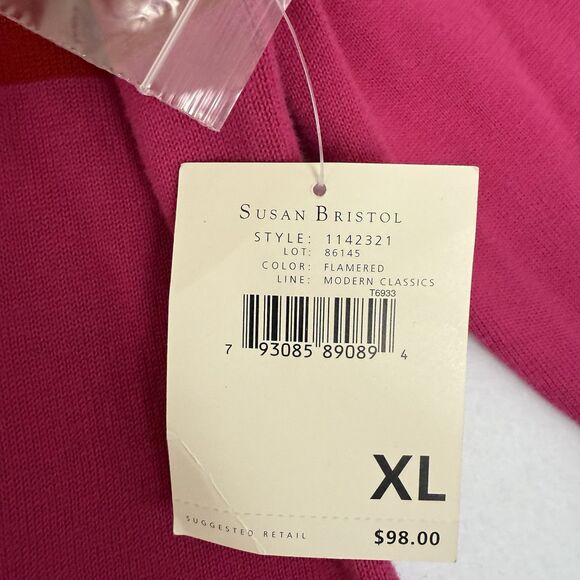 Susan Bristol Sz CL Vintage NWT Full Zip Cotton Cardigan Jacket Sweater Y2K Pink - Picture 9 of 15